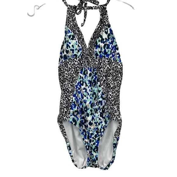 NWT * SPLENDID One Piece Halter Swimsuit in Tropic Spots One - Picture 3 of 13
